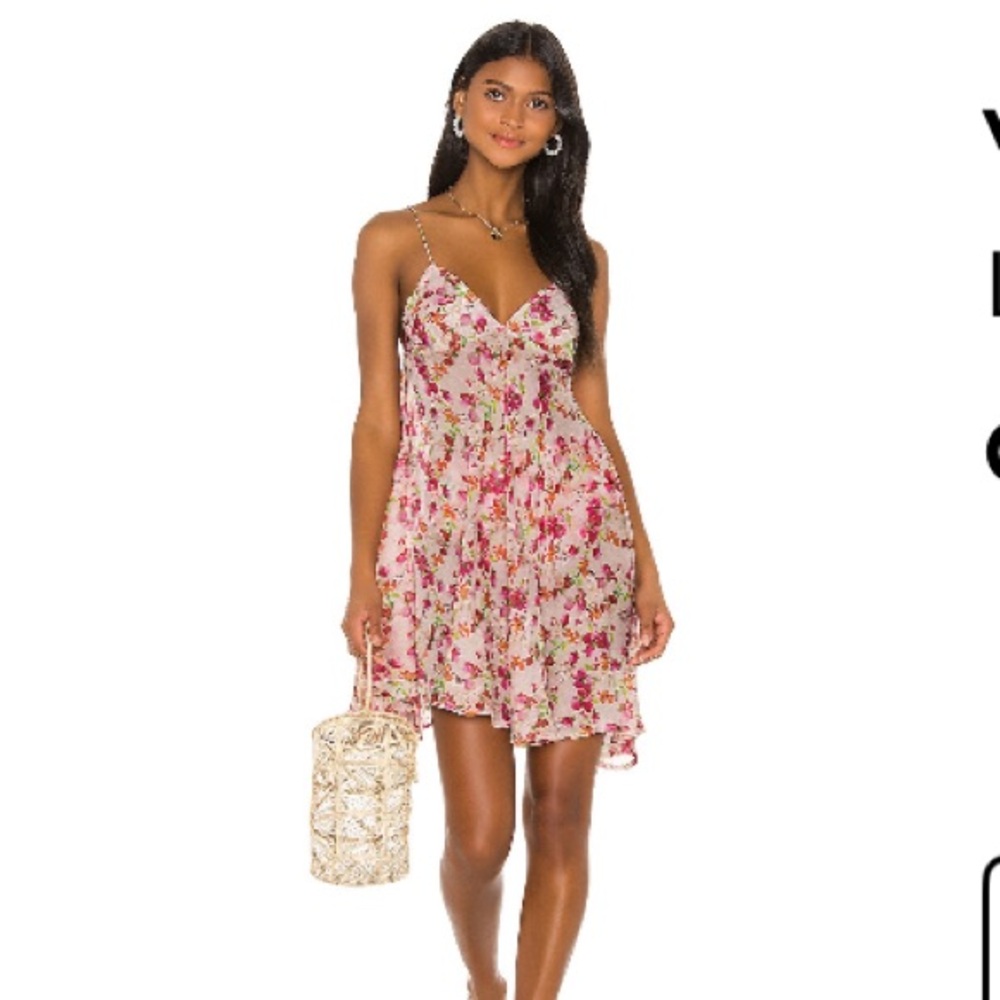 LPA Floral Mini Dress in Peach